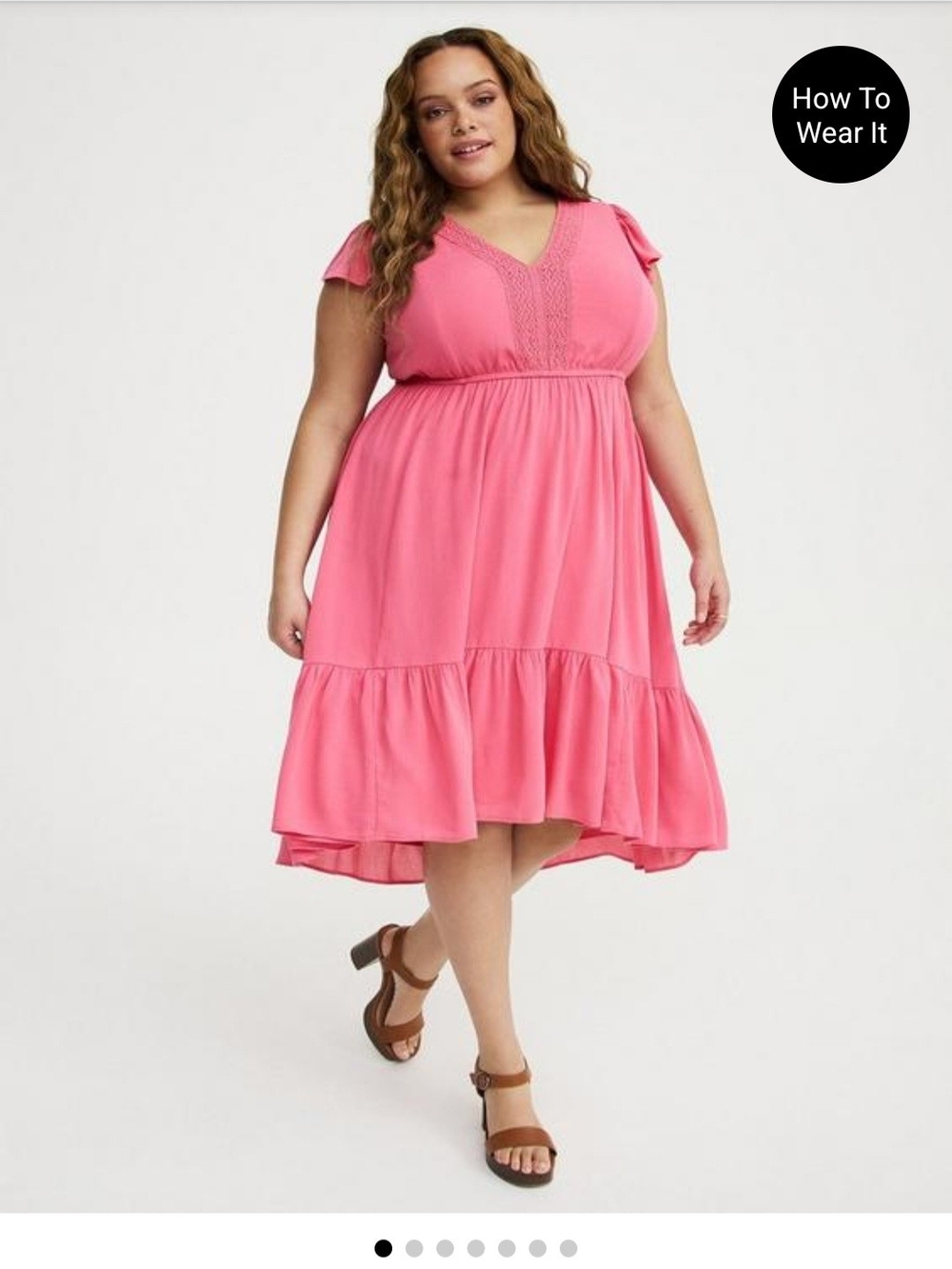torrid Pink Keyhole Flutter Sleeve Midi Dress - Picture 2 of 4